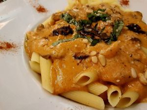 penne truffes champignons at Le Petit Pressoir in Liege