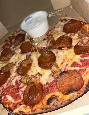 Gluten free crust. Vegan pepperoni and sausage with vegan cheese    at Pizza Classics in San Antonio