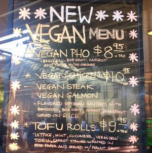 new vegan menu  at Nibi Pho Bistro in Commerce