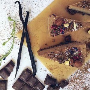 Coffee hazelnut raw vegan cake really delicious ❤ at VegeFreque   in Koh Phangan