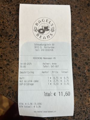 bill  at Bagels & Beans - Schouwburgplein in Rotterdam