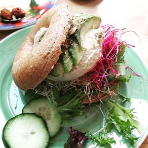 Hummus avocado bagel at Bagels & Beans - Schouwburgplein in Rotterdam