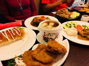 Herbal soup, mushroom katsu at De Loving Heart in 