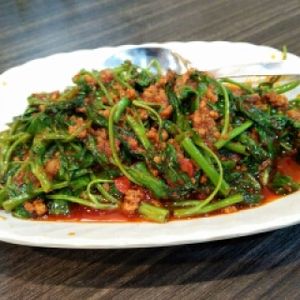 kangkong sambal ebi at Vege Restoran 素食館 in Batam