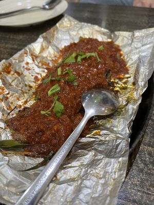 Sambal hot plate fish #Veganuary at Vege Restoran 素食館 in Batam