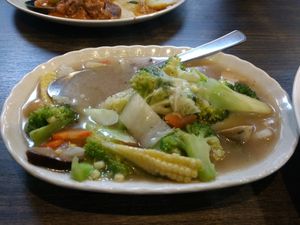 Cap capi, mixed vegetables at Vege Restoran 素食館 in Batam