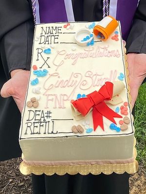 Graduation cake at Vegan Treats Bakery in Bethlehem