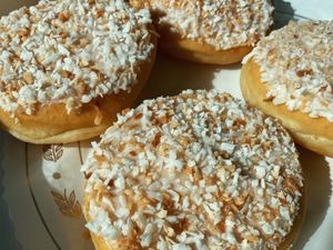 coconut cream filled donuts at Vegan Treats Bakery in Bethlehem