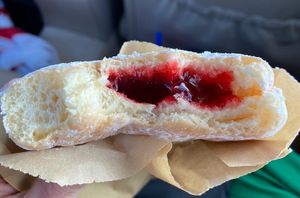 jelly donut at Vegan Treats Bakery in Bethlehem