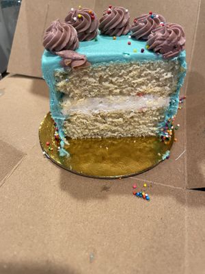 Inside of the confetti cake   at Vegan Treats Bakery in Bethlehem