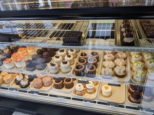 Cake selection at Vegan Treats Bakery in Bethlehem