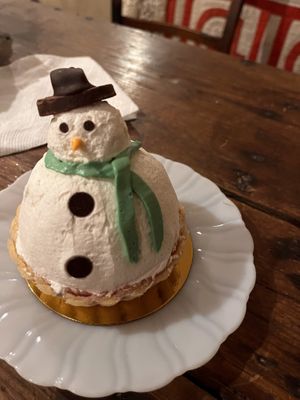 Snowman vanilla bean and cherry tart  at Vegan Treats Bakery in Bethlehem