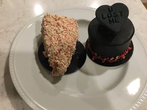 Strawberry Shortcake dipped cheesecake and chocolate cake at Vegan Treats Bakery in Bethlehem