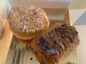 Coconut Cream Donut and Pan au Chocolat at Vegan Treats Bakery in Bethlehem