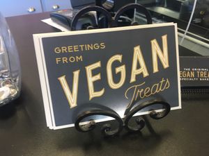 Card at Vegan Treats Bakery in Bethlehem