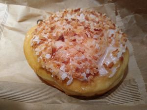 Coconut cream donut at Vegan Treats Bakery in Bethlehem
