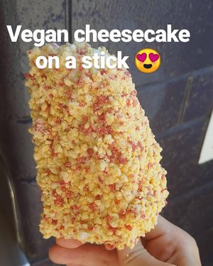 Strawberry Cheesecake On a Stick at Vegan Treats Bakery in Bethlehem