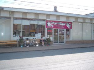 sitting outside vegan treats enjoying a snack  at Vegan Treats Bakery in Bethlehem