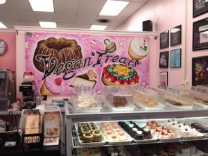 more pastries on top of the case  at Vegan Treats Bakery in Bethlehem