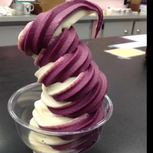 delicious blueberry cheesecake swirl soft serve at Vegan Treats Bakery in Bethlehem