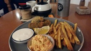 Vegan fish and chips at Made with Laf in Bratislava