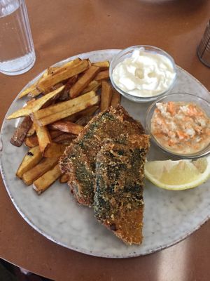 Fish and chips (AMAZING!!) at Made with Laf in Bratislava