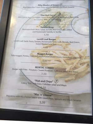 English menu  at Made with Laf in Bratislava