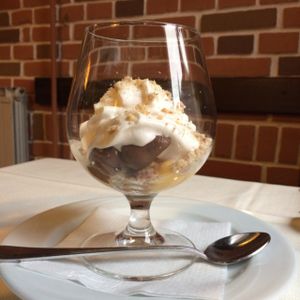 Passion fruit, chocolate and hazelnut cream with coco whipped cream at Primorka Strunjan in Portoroz