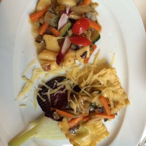 Ravioli with cabbage filling, potato gnocchi with vegetables at Primorka Strunjan in Portoroz