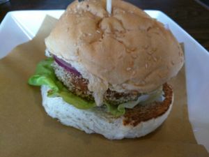 Sweet potato & bean burger at Handmade Burger Co in Reading
