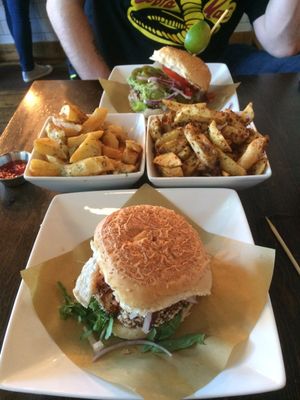 Vegan burgers.  at Handmade Burger Co in Reading