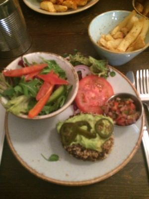 Veg mex. No bun. Salad instead.  at Handmade Burger Co in Reading