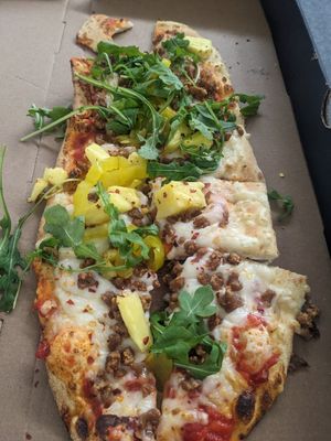 Banana peppers, arugula, pineapple, meatless sausage at IAD - &pizza - CC in Dulles