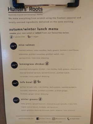 winter menu at Hunters' Roots in Melbourne