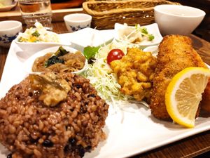 Fried Vegan Fish and shrimp at Shojin Cafe Foi - Nishikuginukicho in Wakayama