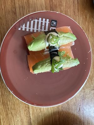 Vegan salmon   at Sush Track in Hobart