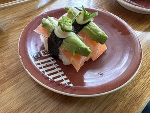  Vegan salmon   at Sush Track in Hobart