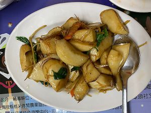 King oyster mushrooms. So, so good.  at Shan Hu in Sun Moon Lake