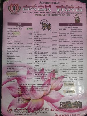 menu at Bach Thao in Can Tho