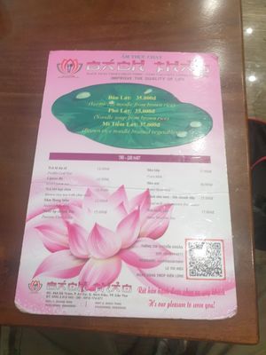 Backside of menu at Bach Thao in Can Tho