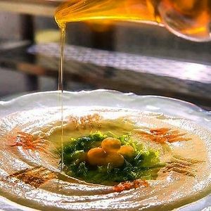 Tasty Hummus classic version with olive oil and some parsley at Falafel Bejrut - Nowolipki in Warsaw