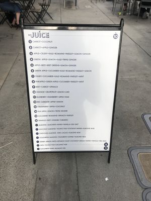 Menu at The Juice in Los Angeles