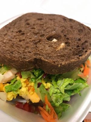Tofu Sandwich in Pumpernickel bread at Origen in Ponce