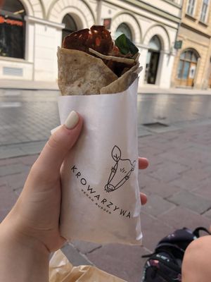 Wrap with marinated seitan at Krowarzywa in Krakow