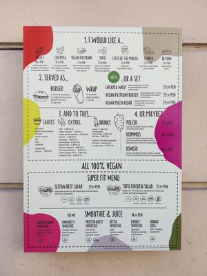 Menu in English at Krowarzywa in Krakow