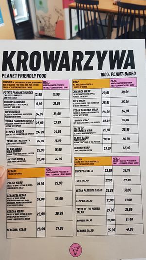Menu2 at Krowarzywa in Krakow