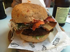 Seitan burger at Krowarzywa in Krakow