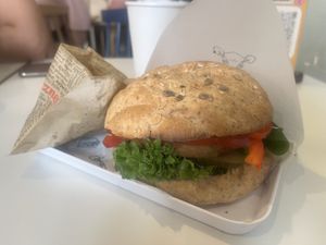 Chickpea burger   at Krowarzywa in Krakow