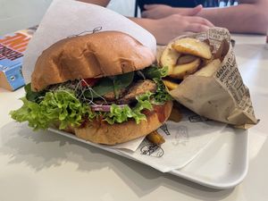 Tempeh burger   at Krowarzywa in Krakow