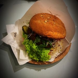 incredible veggie burger  at Krowarzywa in Krakow
